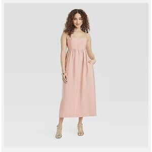 Best Ever Midi Pink Dress Spaghetti Straps NWT Sz Large A New Day